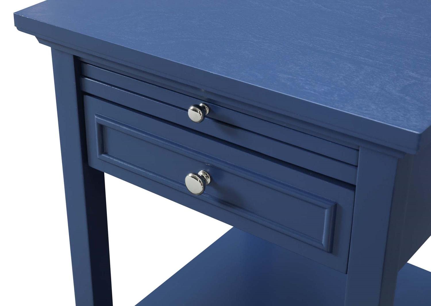 Convenience Concepts American Heritage Logan 1-Drawer End Table with Pull-Out Shelf, Cobalt Blue - Stylish Nightstand for Bedroom, Living Room or Office Furniture