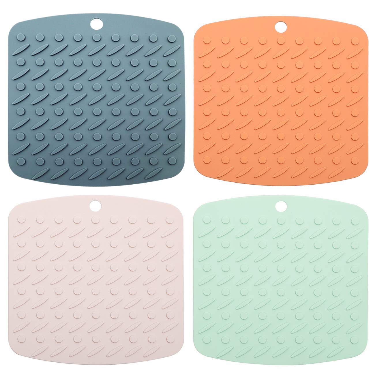 4-Pack Non-Slip Heat Resistant Silicone Pot Holders & Trivet Mats - Kitchen Hot Pads for Cooking, Baking, Serving - Perfect as Jar Openers, Spoon Holders, Oven Mitts, Placemats & Pot Holders