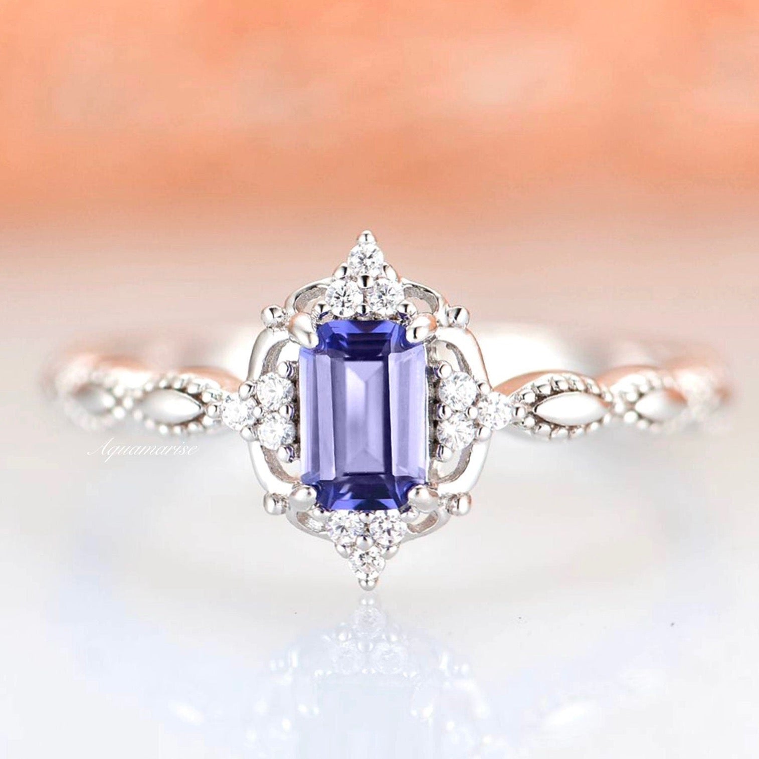 Claire Tanzanite Ring Sterling Silver - Elegant Blue Gemstone Jewelry for Women, Perfect for Engagement, Wedding & Special Occasions