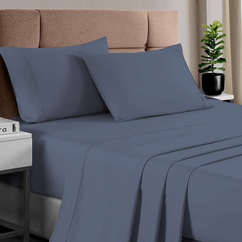 Pizuna Pure 100% Cotton Twin Size Bed Sheets - 400 Thread Count Long Staple Cotton Sateen with 15