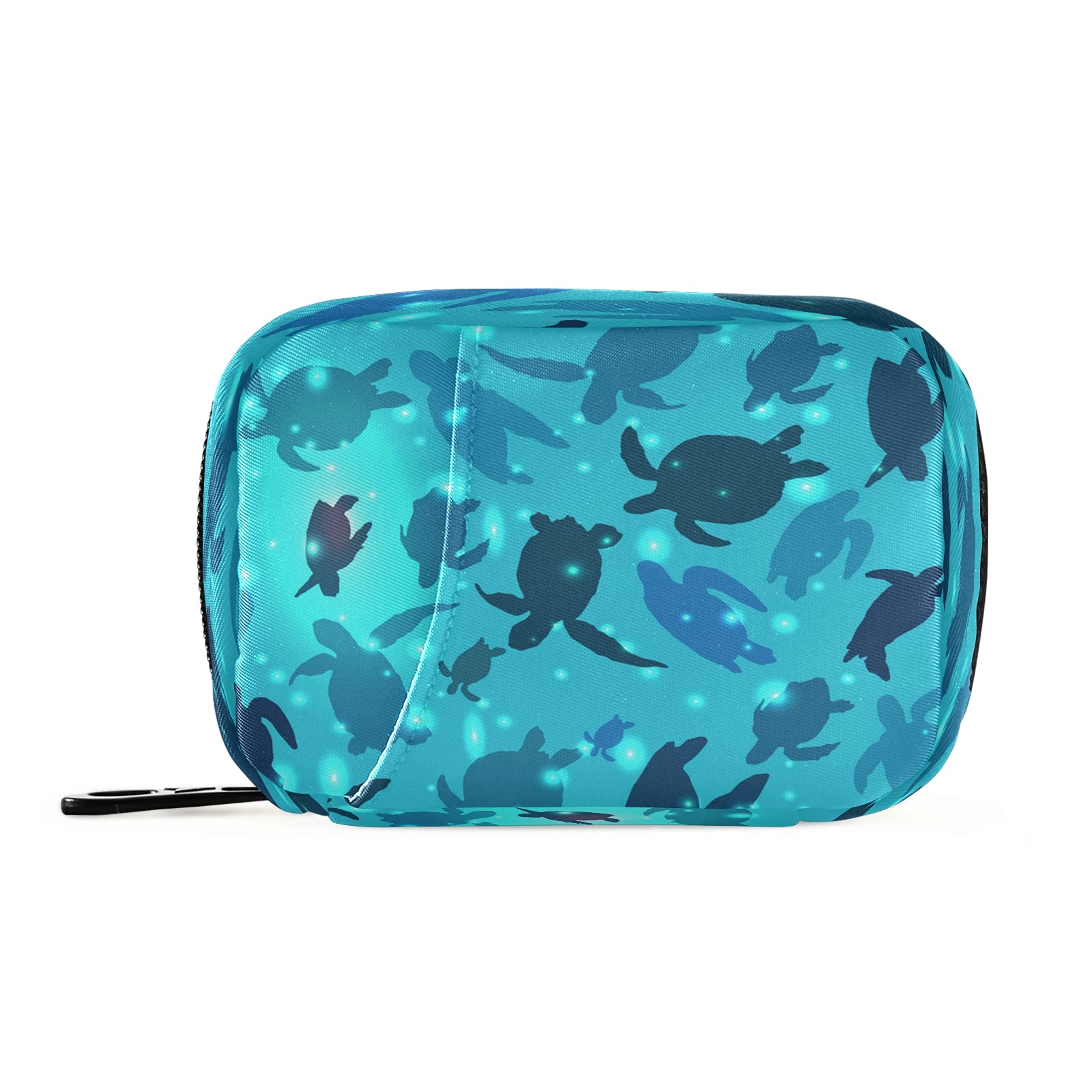 Xigua Sea Turtle Cute Travel Medicine Organizer - Compact Portable Pill Case for Vitamins & Supplements - 7-Day Zippered Pill Box Container - Perfect for Travel, Family, Business Trips & Daily Medication Management