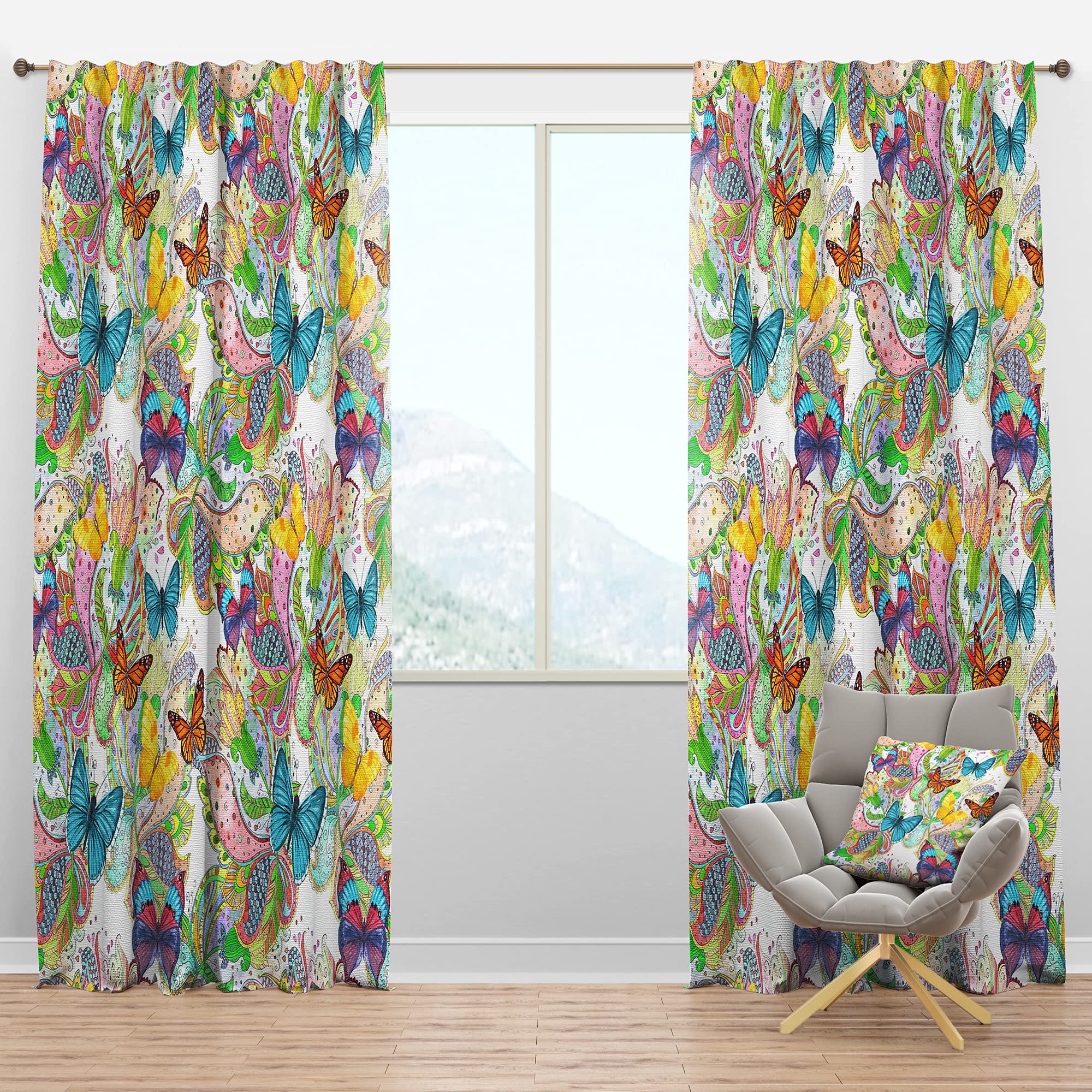 Bohemian Butterfly Blackout Curtains - Thermal Insulated Window Drapes with Colorful Floral Design (52x108 Inch, Single Panel) for Bedroom & Living Room - Perfect for Light Blocking, Privacy & Energy Efficiency