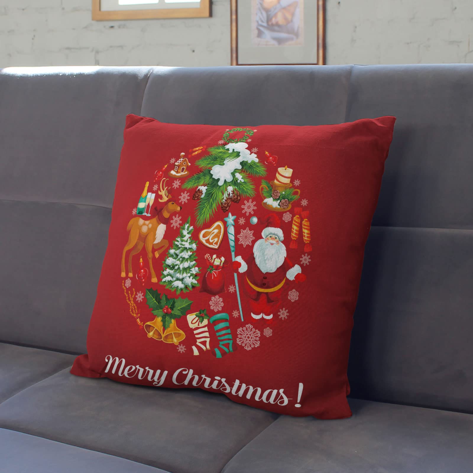 YeeJu Set of 4 Christmas Decorative Throw Pillow Covers - Velvet Holiday Cushion Cases 20x20 Inch for Sofa, Bed & Home Decor - Perfect for Xmas, Winter & Seasonal Home Styling