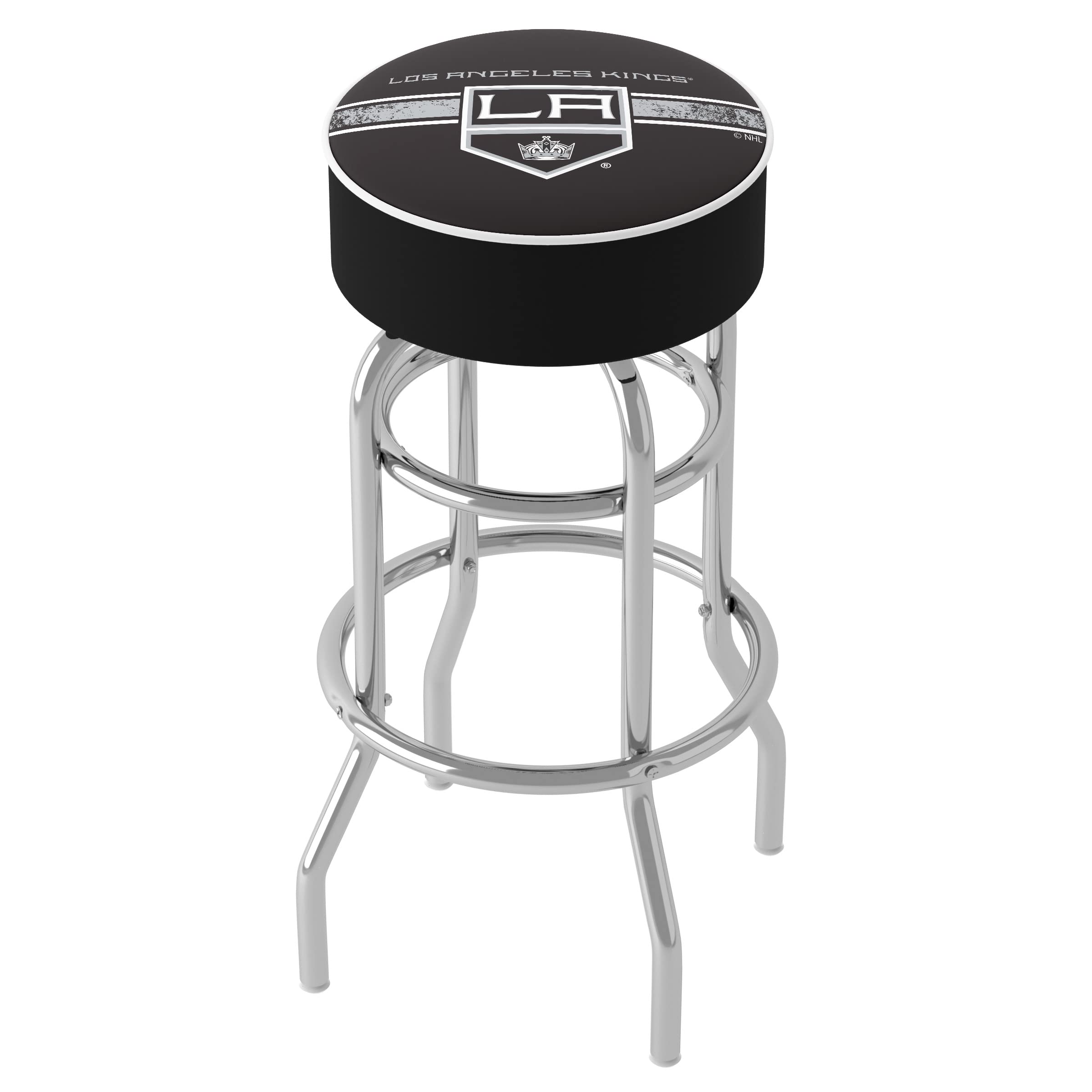 Los Angeles Kings Logo Bar Stool with Foam Padded Seat - Swivel Bar Chair for Game Room, Garage & Home Bar - Comfortable Pub Stool for Sports Fans & Man Cave Decor - Perfect for Watching Games, Entertaining Guests & Enhancing Sports-Themed Decor