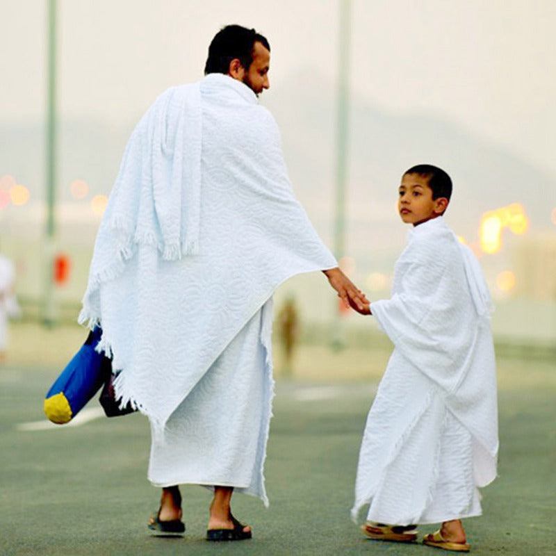 2 Pieces Men's Hajj Umrah Ihram Clothing Set - White Cotton Pilgrimage Garment for Islamic Rituals | Perfect for Hajj, Umrah & Religious Ceremonies