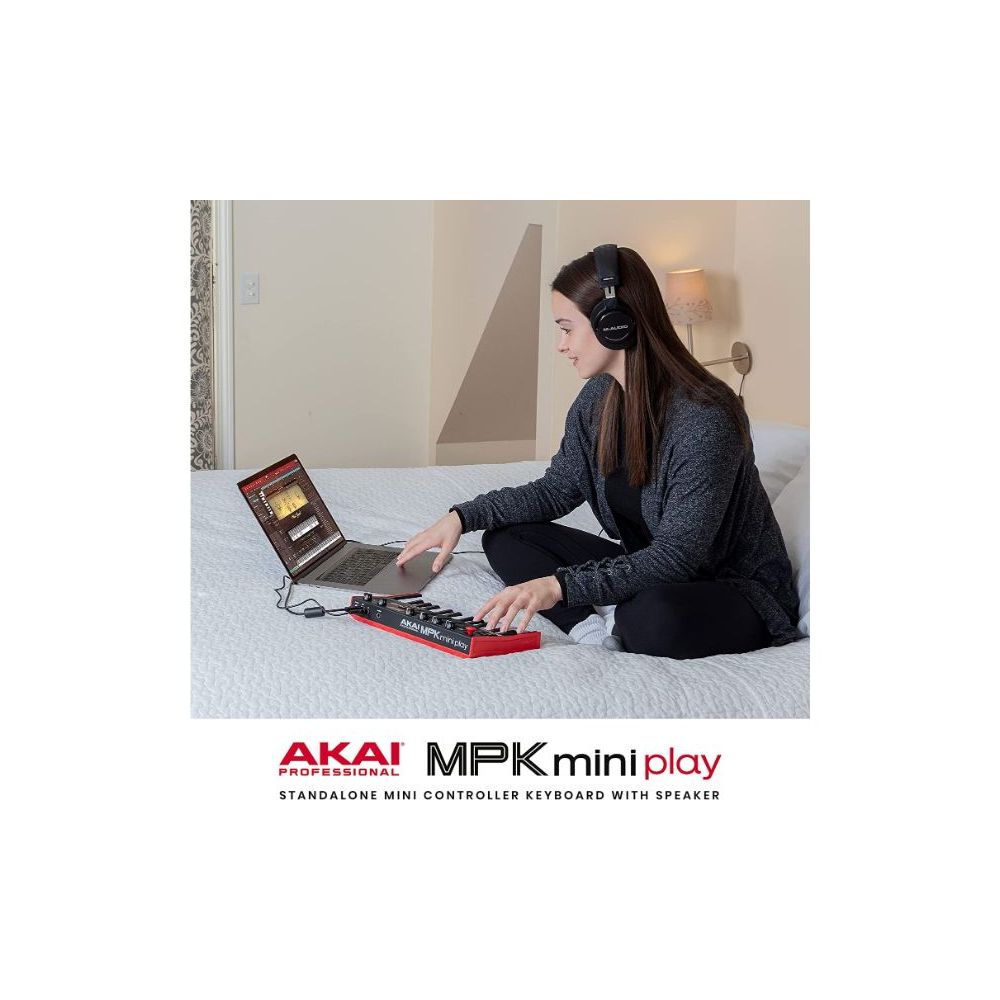 Akai Professional MPK Mini Play MK3 MIDI Keyboard Controller with Built-in Speaker, Sounds, Dynamic Keybed & MPC Pads - Portable Music Production for Home Studio, Live Performance & Beat Making