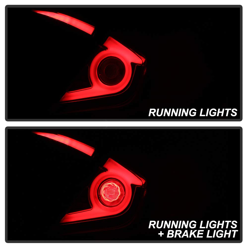 ACANII Black Housing Smoked Lens LED Tail Lights for 2016-2021 Honda Civic Sedan - Shuriken Shape Design, High Visibility Brake Lamps | Perfect for Night Driving & Car Customization