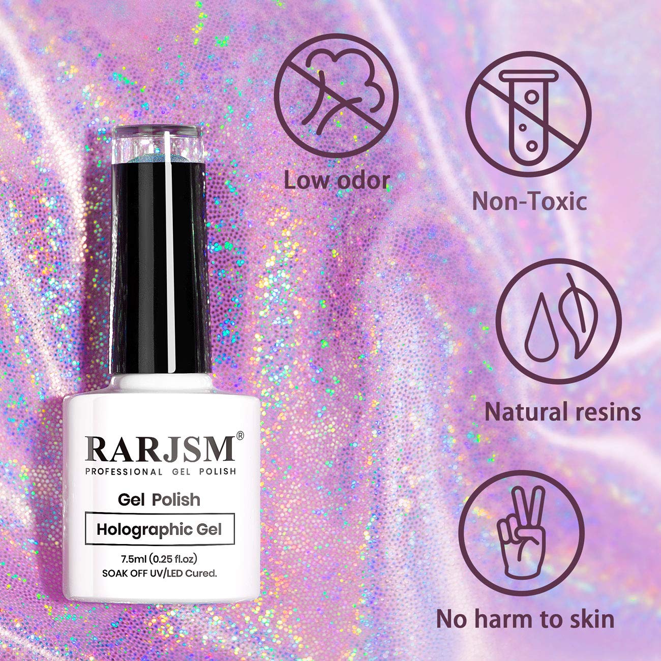 Holographic Glitter Pink Nail Polish - 7.5ml Sparkling Gel Polish for Salon & DIY Nail Art | LED Lamp Required | Long-Lasting Glossy Finish | Perfect for Parties, Weddings & Special Occasions