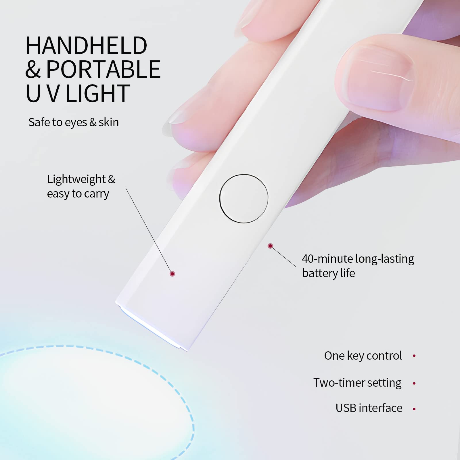 SAVILAND UV LED Nail Lamp - Portable Handheld Gel Nail Dryer for Fast Curing, Mini USB Nail Polish Light for Home DIY Manicure & Professional Nail Art | Perfect for Gel Polish, Acrylic Nails & Nail Glue Curing