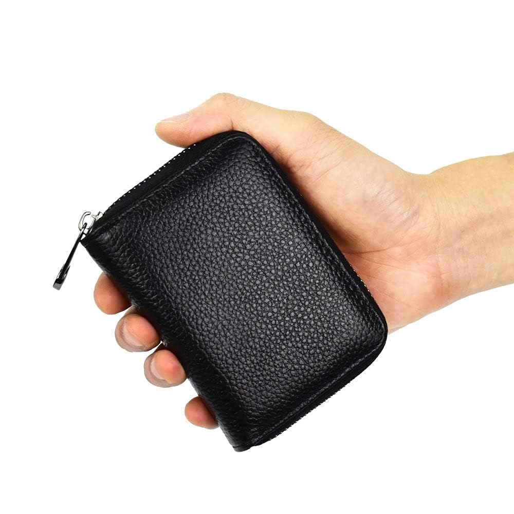 RFID Blocking Card Holder for Women & Men - 20 Slot Credit Card Wallet with Money Organizer - Slim & Secure Black Leather Case - Perfect for Travel, Business & Everyday Use