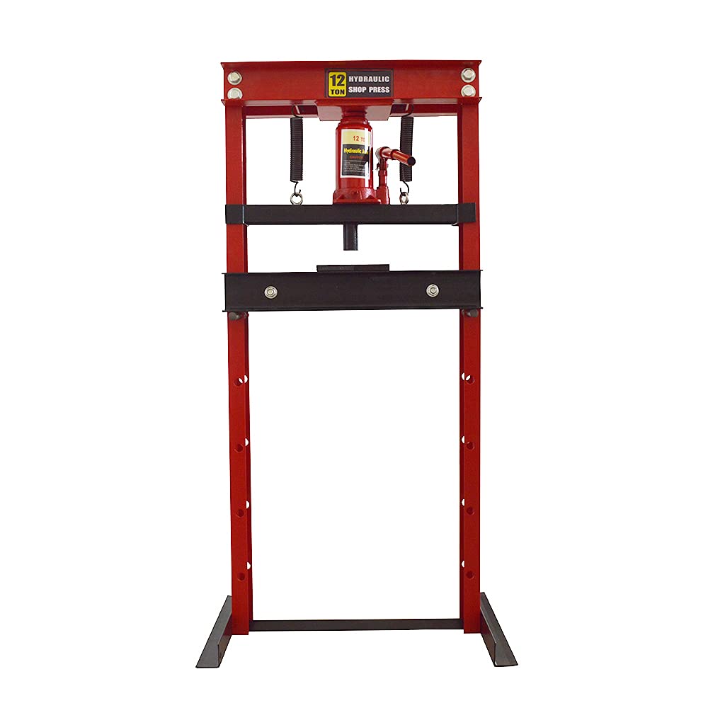 12 Ton Hydraulic Shop Press with A-Frame Design & Press Plates - Heavy Duty Benchtop Jack Lift for Auto Repair, Metalworking & DIY Projects