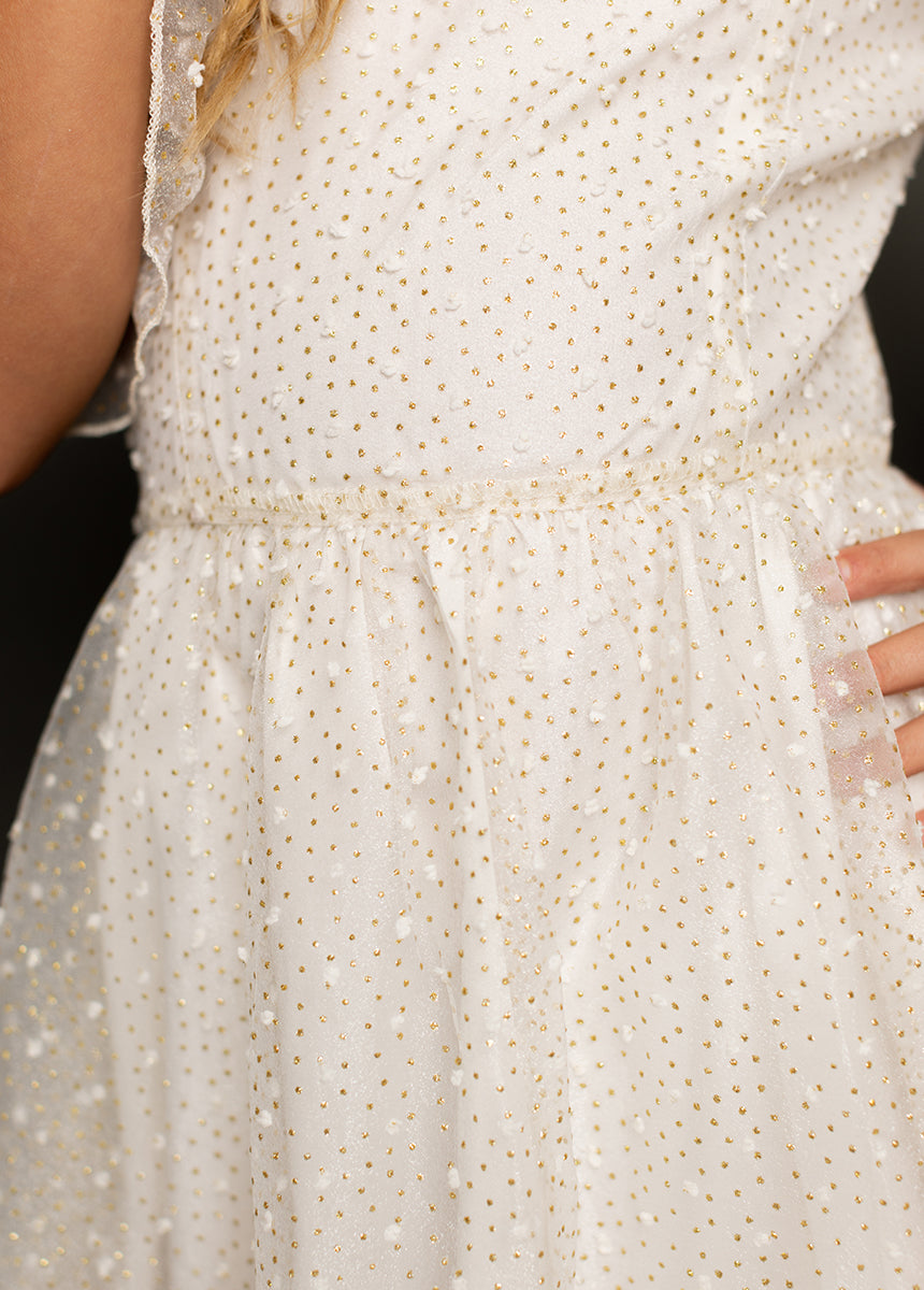 Chloe Cream Polka Dot Dress - Elegant Women's Floral Summer Dress for Casual Wear, Parties & Special Occasions