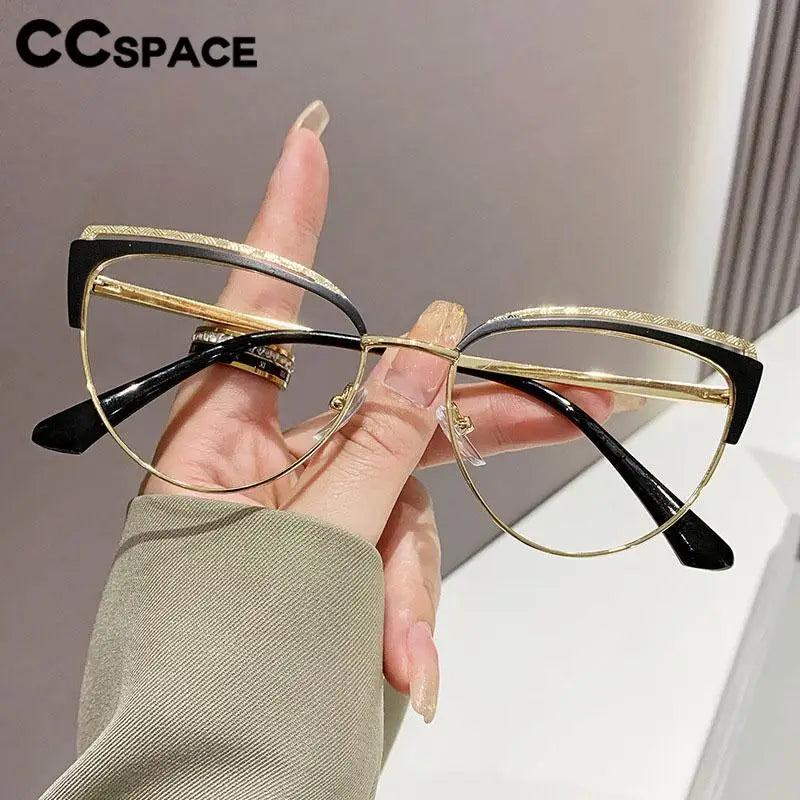 CCspace Women's Full Rim Square Cat Eye Titanium Eyeglasses Frame - Lightweight TR90 Acetate Glasses for Women - Perfect for Work, Reading & Fashion Accessories