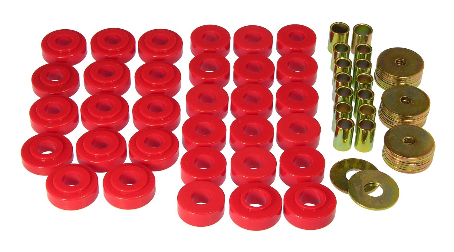 Prothane 7-121 Red Polyurethane Body Mount Kit for Jeep Wrangler JK & TJ - Heavy Duty Suspension Upgrade for Off-Roading & Daily Driving