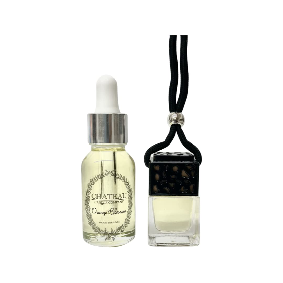 Premium Orange Blossom Car Air Freshener - Luxury Scent Diffuser with Refill Dropper, Long-Lasting Car Perfume & Odor Eliminator, Refillable Hanging Auto Freshener for Sedan, SUV & Truck - Perfect for Commuting, Road Trips & Daily Driving