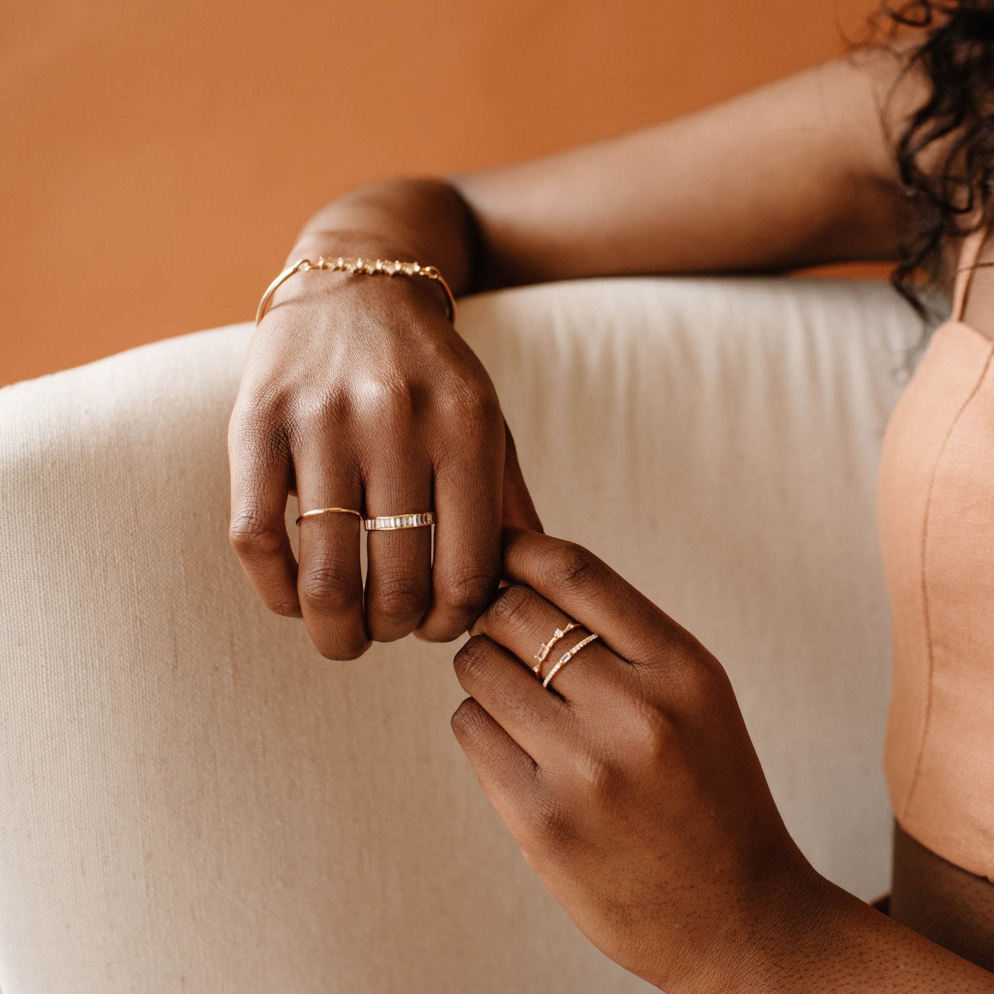 Loyal Cigar Band Ring - 14K Gold Plated White Topaz Jewelry for Men & Women | Perfect for Weddings, Parties & Gifts