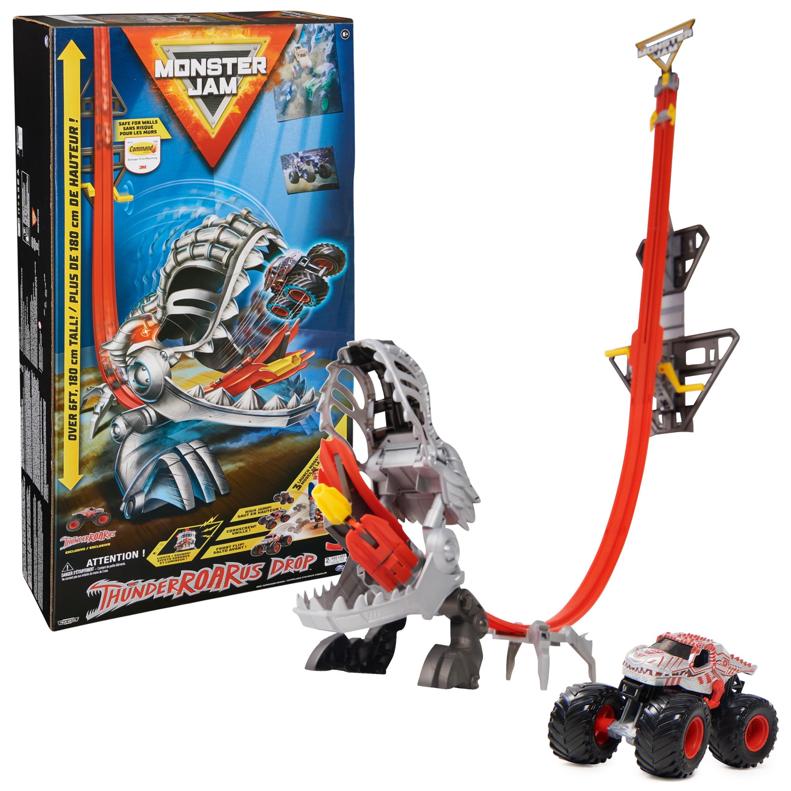 Monster Jam ThunderROARus Drop Playset with Exclusive Monster Truck - 6+ Feet Tall, Lights & Sounds, Dinosaur Toy for Kids Ages 4+ - Perfect for Birthday Gifts, Indoor Play & Monster Truck Battles