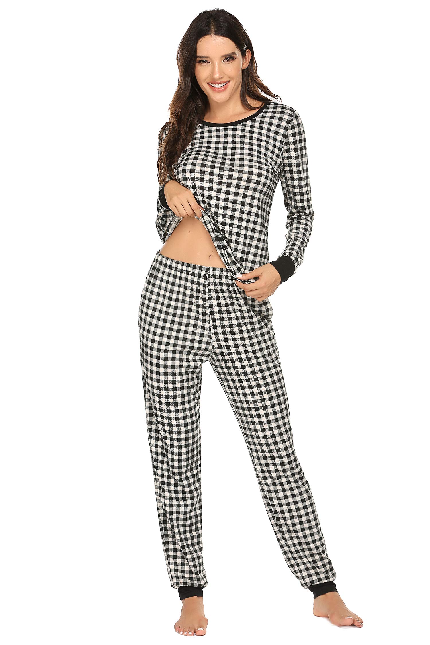 Ekouaer Women's Soft Long Sleeve Pajama Set with Jogger Pants & Pockets - Cozy Lounge Wear for Sleep, Relaxation & Home Comfort