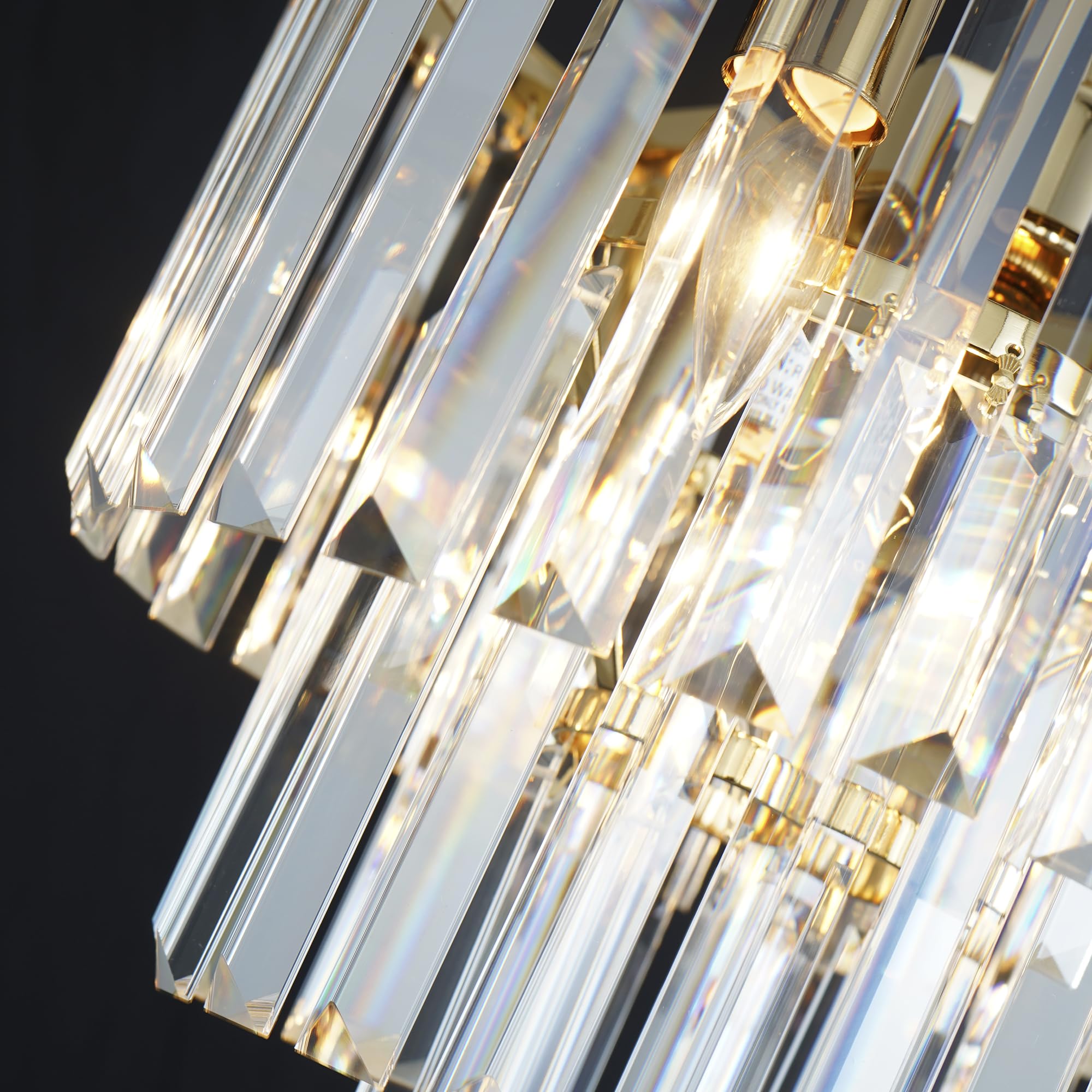Modern Crystal Gold Chandelier - Elegant Pendant Ceiling Light Fixture for Dining Room, Living Room, Kitchen Island & Bedroom | Perfect for Home Decor, Wedding Venues & Luxury Interior Lighting