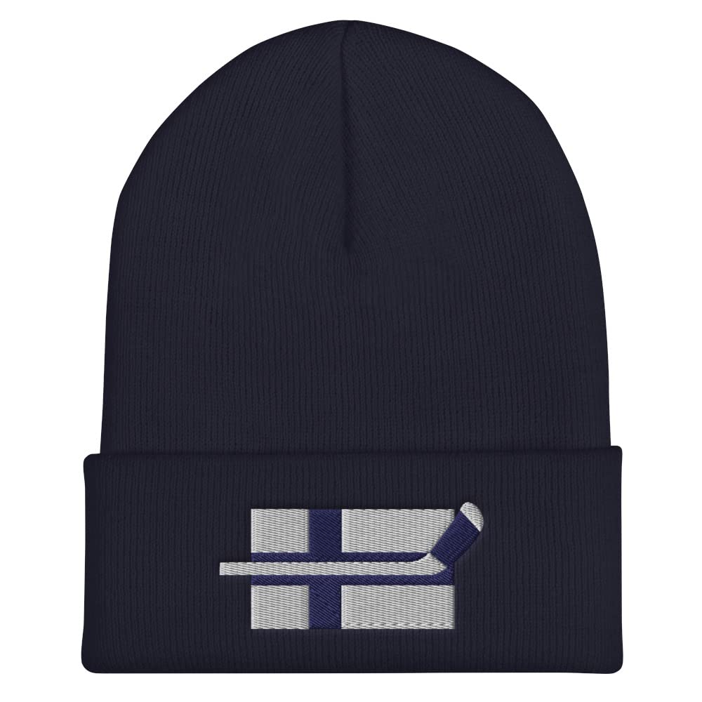 Finland Hockey Hat - Winter Cuffed Beanie with Fun Goofy Design for Men & Women - Perfect for Ice Hockey Games, Skiing, and Cold Weather Outdoor Activities