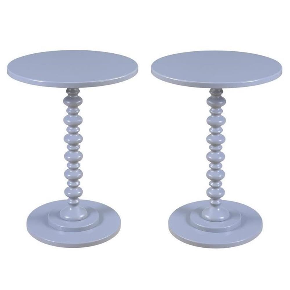 Home Square Palm Beach Spindle Table Set of 2 - Light Gray Wood Finish Side Tables for Living Room, Bedroom, or Patio Decor