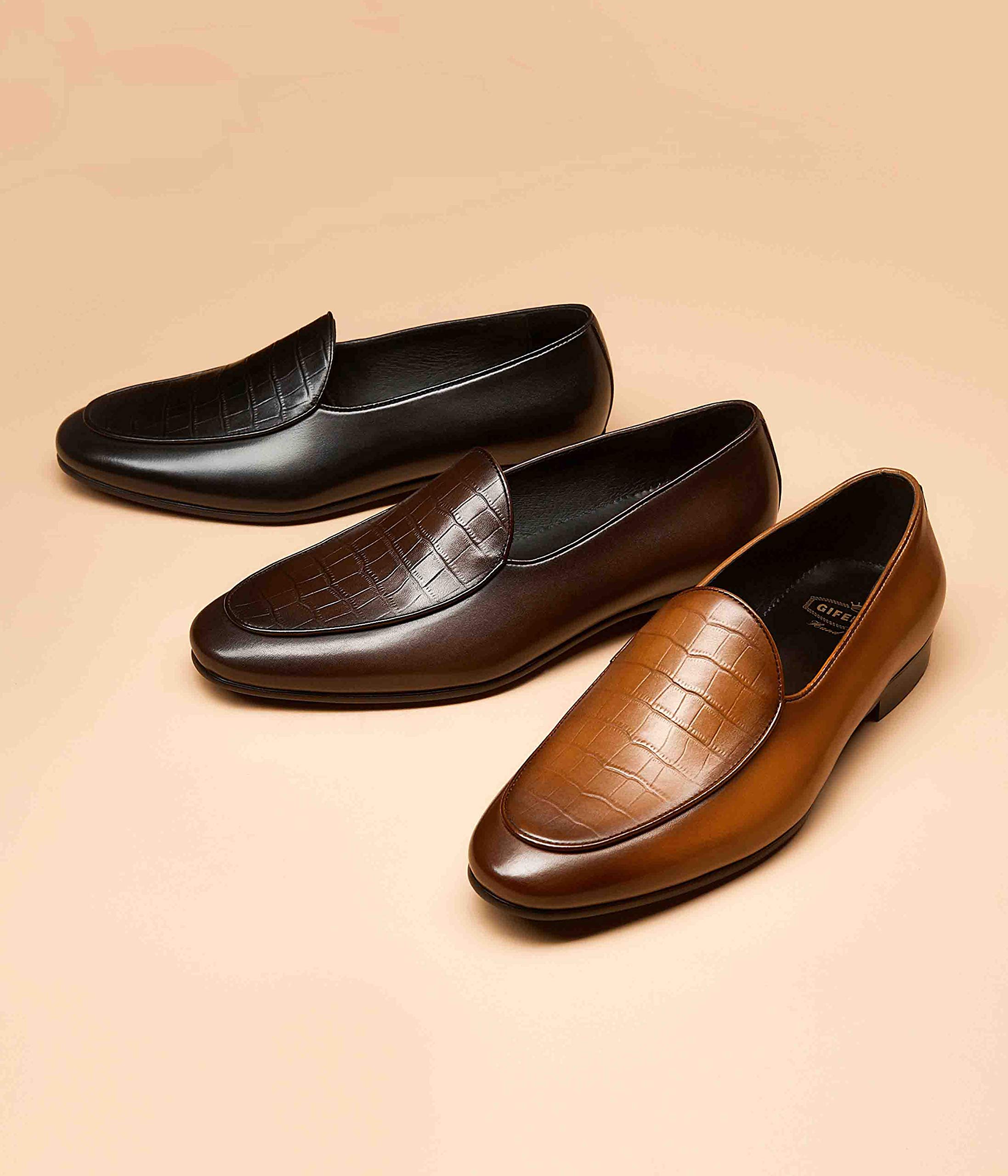 GIFENNSE Men's Slip-On Loafers - Genuine Leather Dress Shoes for Business & Formal Occasions - Comfortable Office Work Shoes for Professional Men