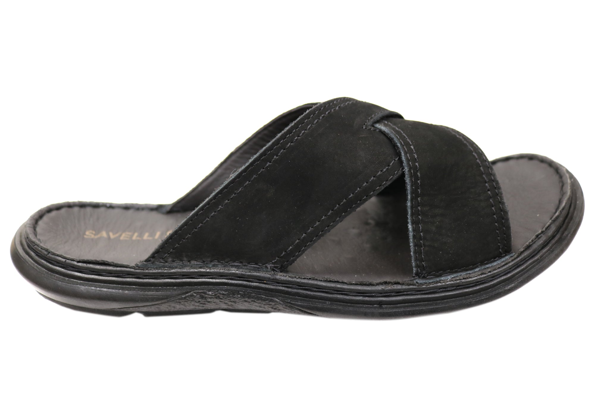 Savelli Kobes Men's Leather Comfort Slide Sandals - Handmade in Brazil - Premium Casual & Beach Footwear for Summer