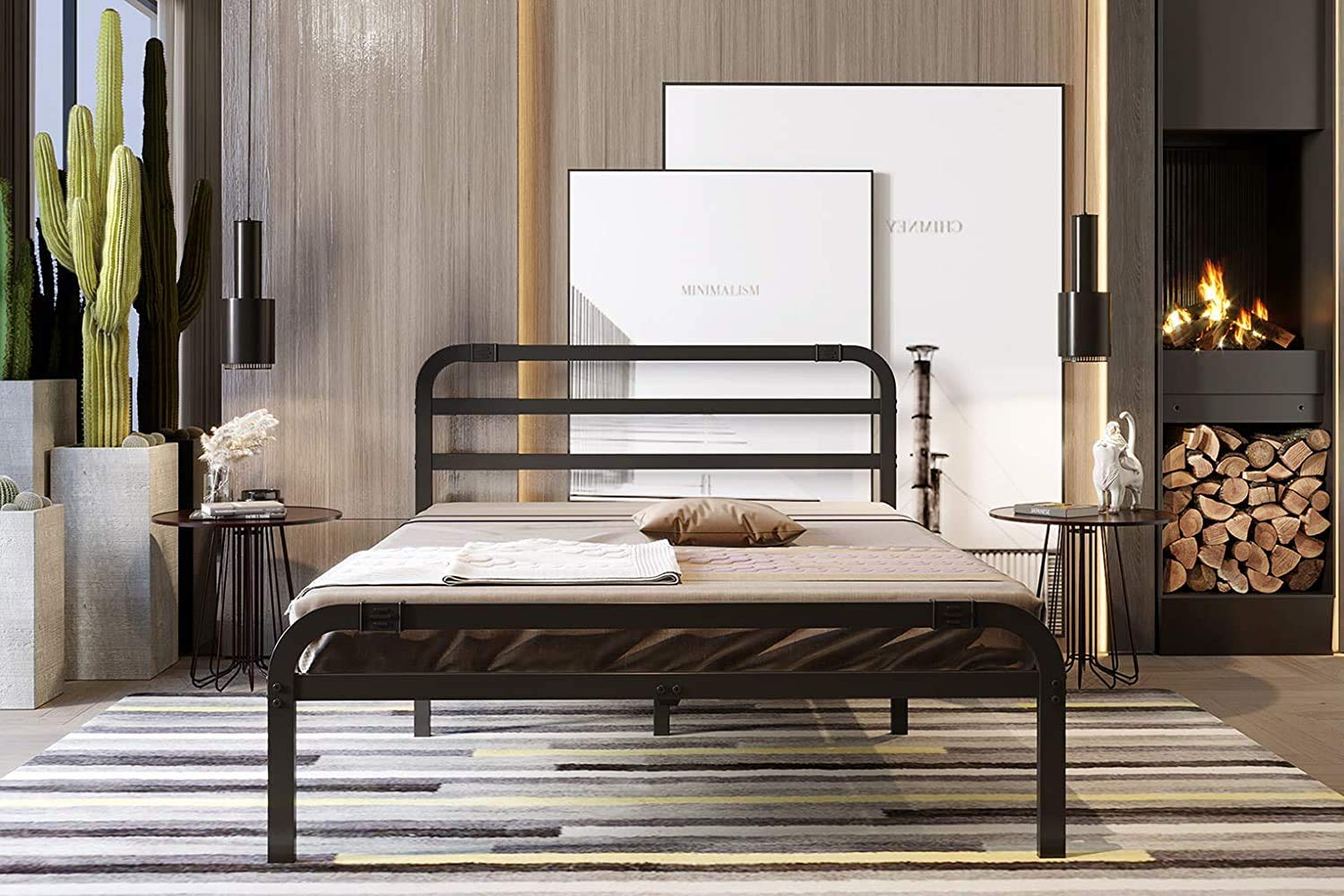 ZIYOO 14 Inch Full Size Metal Bed Frame with Headboard & Footboard - Heavy Duty 3500lbs Support Platform, No Box Spring Needed - Perfect for Guest Rooms, Dorms & Apartments