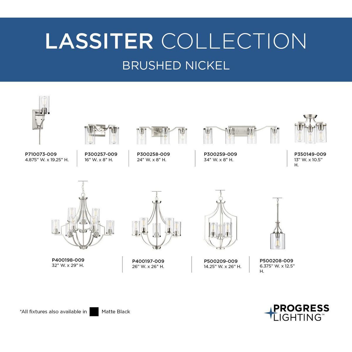 Progress Lighting Lassiter Collection 3-Light Brushed Nickel Foyer Chandelier - Modern Entryway Lighting Fixture for Hallway, Staircase & Home Decor
