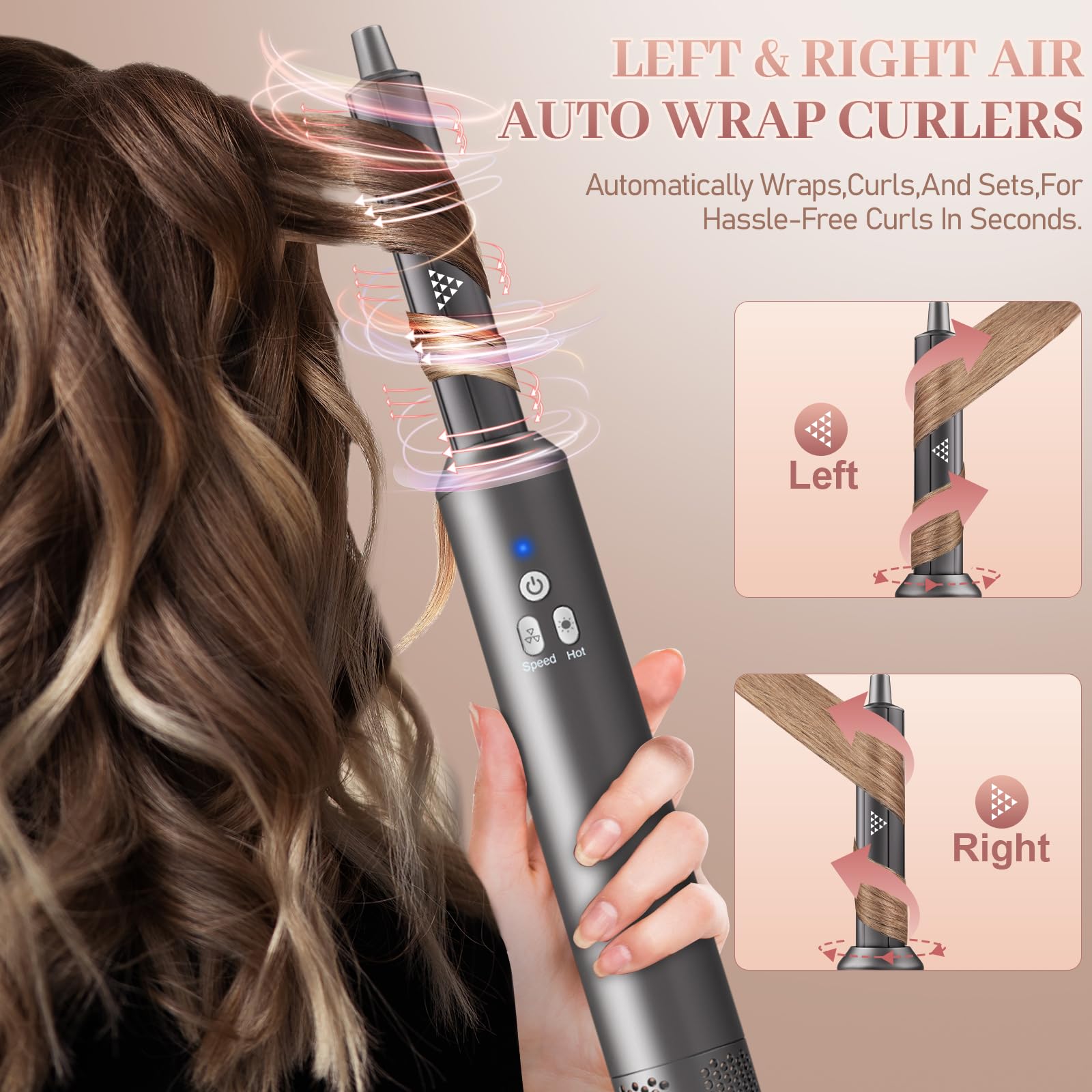 6 in 1 Air Styling & Drying System - Powerful High Speed Hair Dryer Brush with Auto Wrap Curlers, Hair Straightener & Volumizing Brushes for Salon-Quality Styling at Home | Perfect for Daily Use, Travel & Professional Salon Results