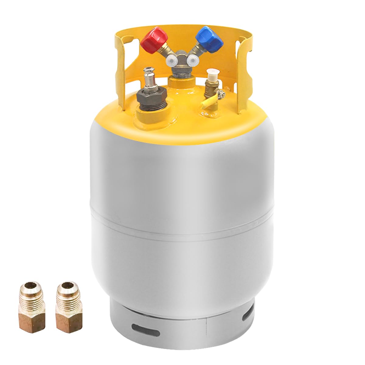 30lb Universal Refrigerant Recovery Tank with Float Switch - Heavy Duty Steel Cylinder for HVAC R22 R410A R134a - Reusable for All Refrigerants - Ideal for AC Repair & Maintenance Professionals