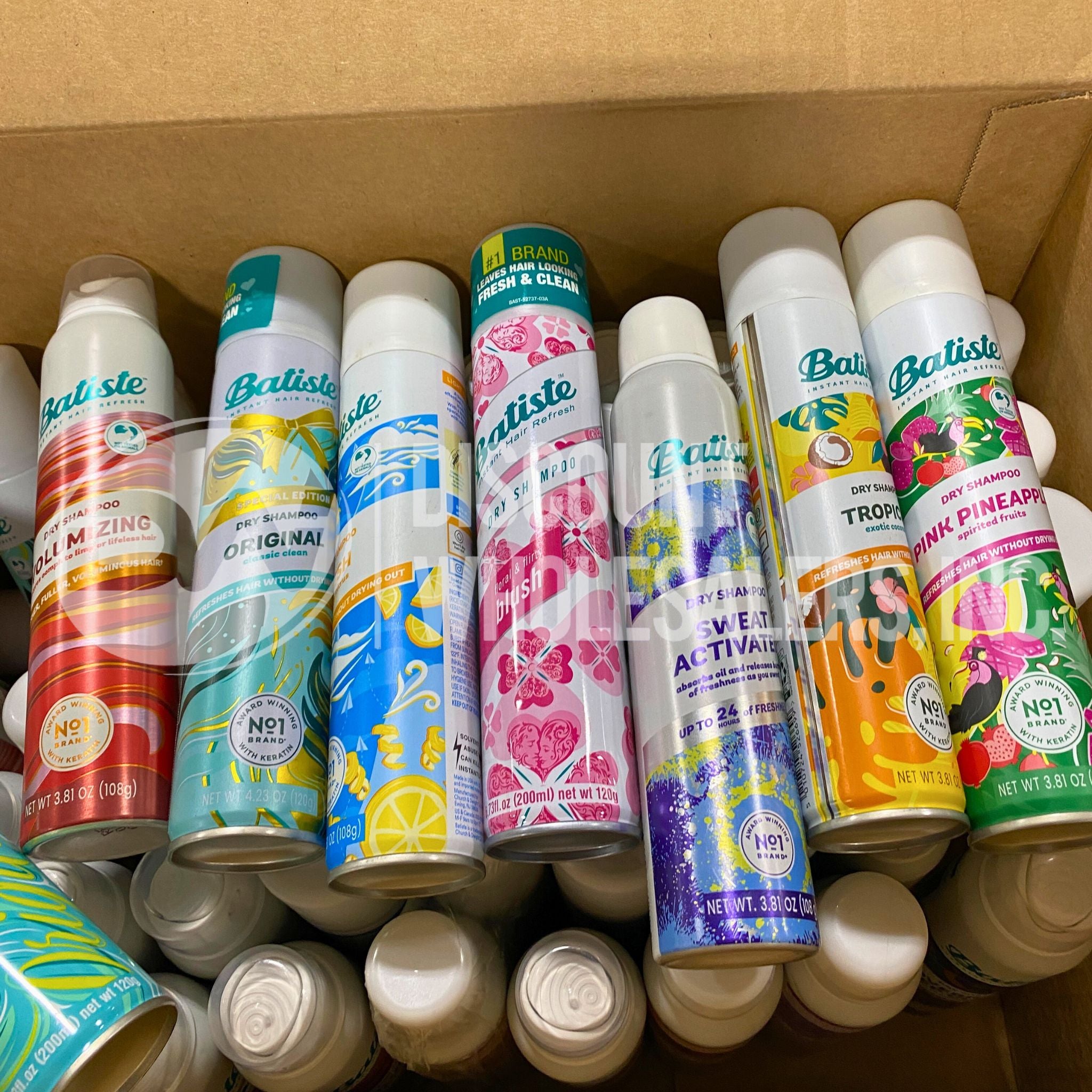 Batiste Dry Shampoo Mix - Volumizing Original, Pink Pineapple & Tropical Floral Scents - 60 Piece Variety Pack for Travel, Gym & Quick Hair Refresh