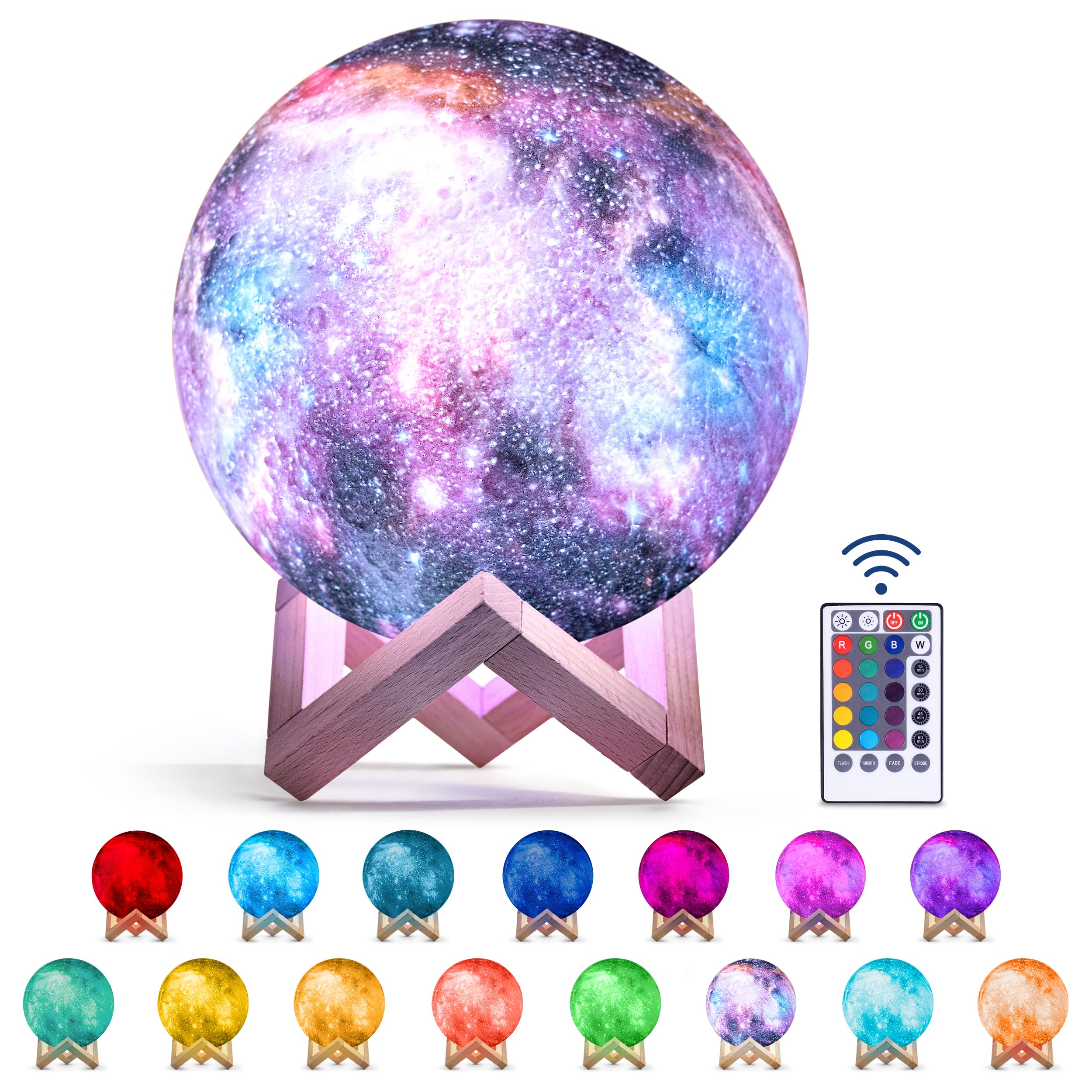 Mind-Glowing Galaxy Moon Lamp - 16 Color Changing LED Night Light with Touch & Remote Control - Perfect Space-Themed Gift for Kids & Teen Girls (5.9 inch) - Ideal for Bedroom Decor, Birthday Presents, and Relaxing Nighttime Ambiance