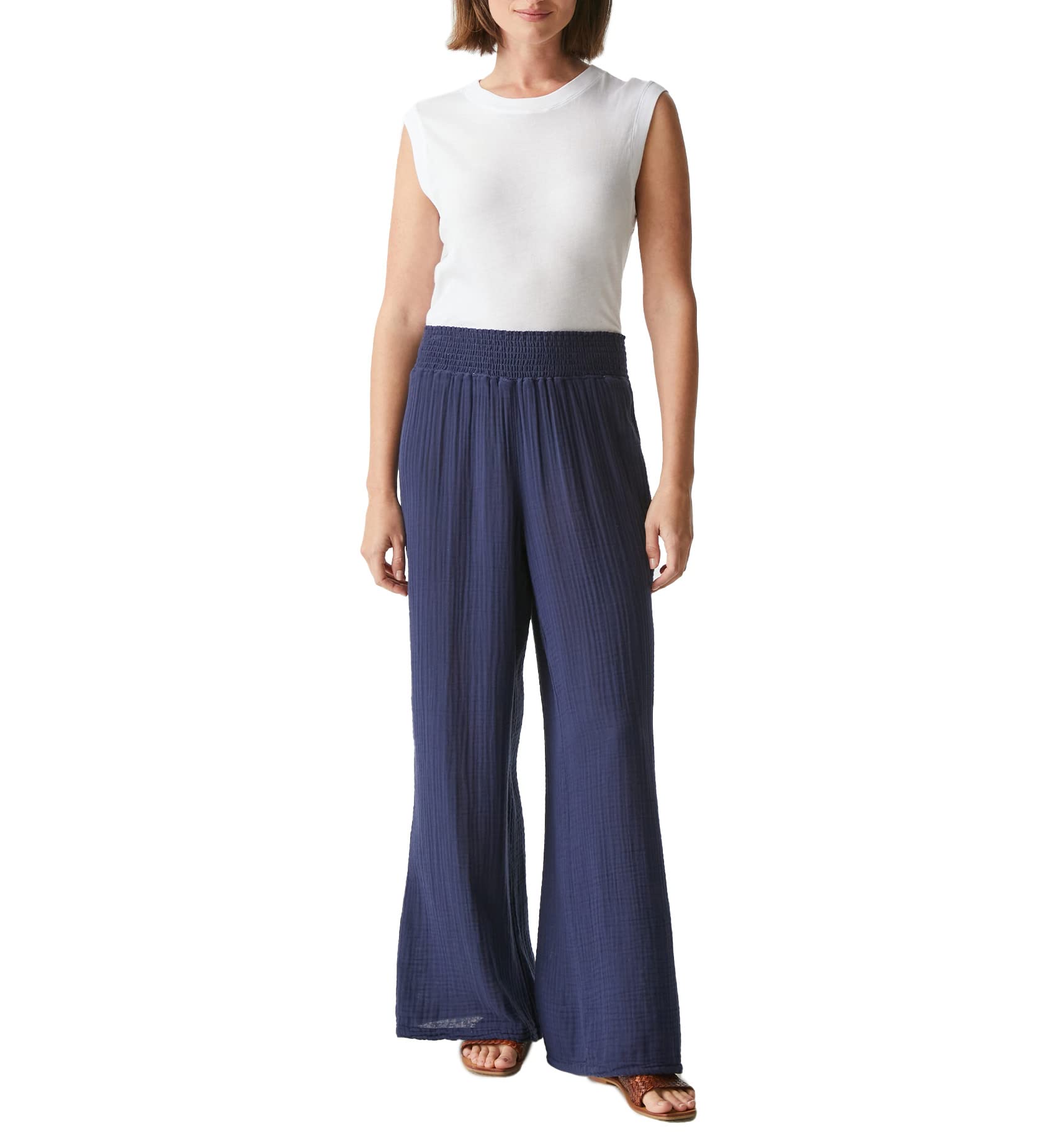 Michael Stars Women's Susie Gauze Pants - Soft Elastic Waist Casual Lounge Pants for Yoga, Travel & Summer Comfort