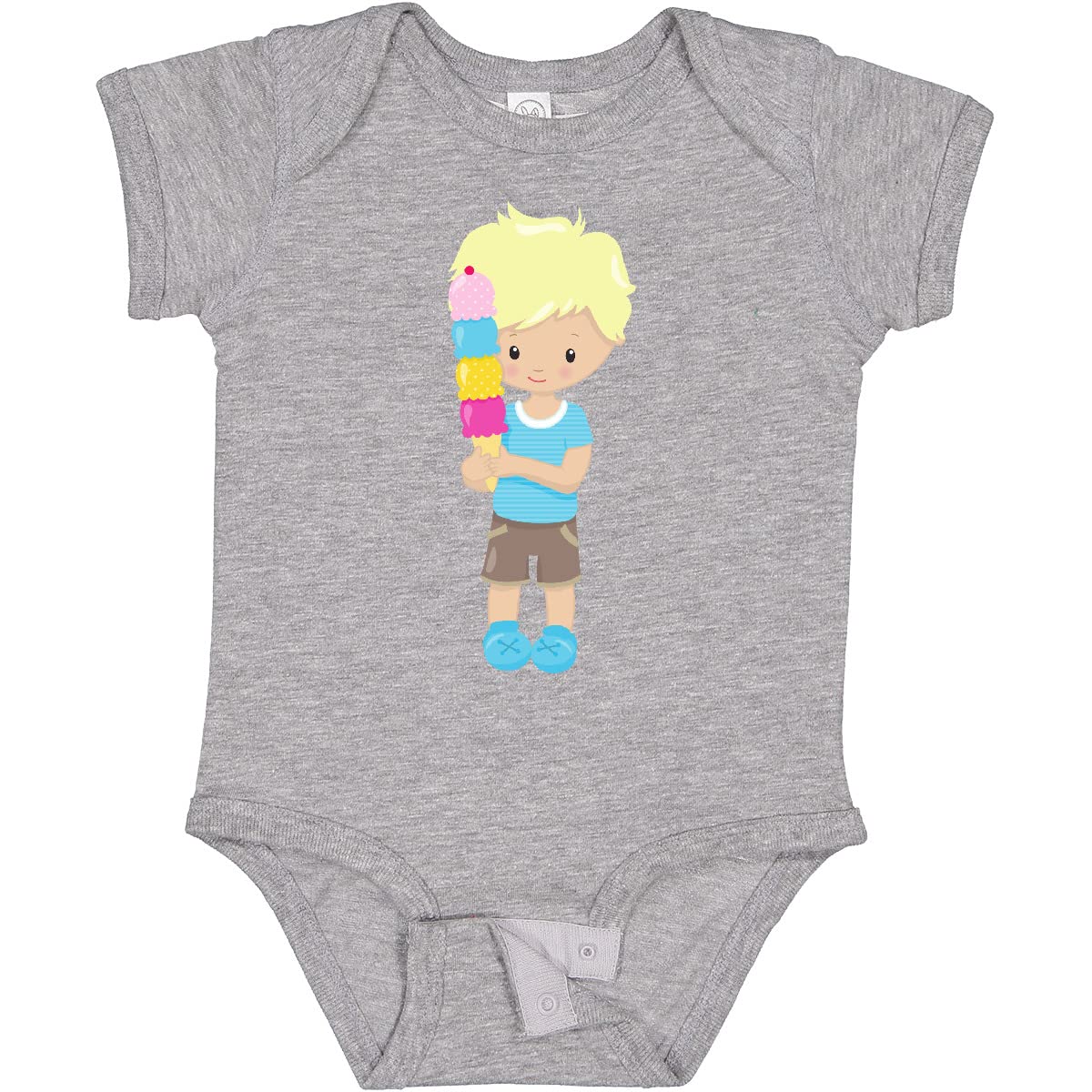 Inktastic Boy with Ice Cream Blond Hair Baby Bodysuit - Soft Cotton Infant Onesie for Summer Outings & Photo Shoots