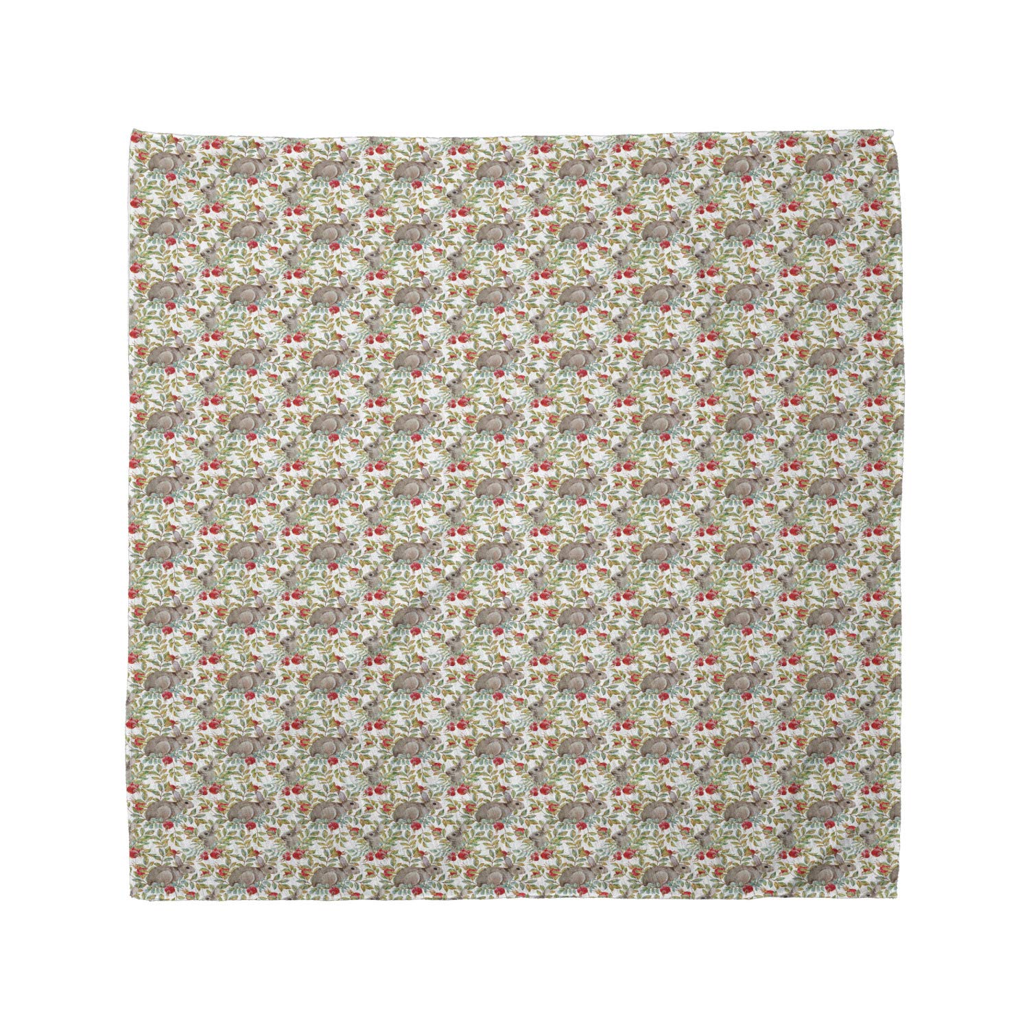 Ambesonne Bunny Bandana - Cute Rabbit & Rose Pattern Unisex Head & Neck Scarf for Dogs & Humans - Perfect for Pet Fashion, Outdoor Adventures & Casual Wear