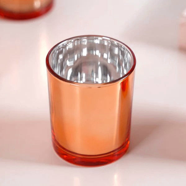 10 Pack Copper Votive Tealight Candle Holders - Elegant Mercury Glass Candlesticks for Valentine's Day, Weddings, Bridal Showers & Party Decorations - Romantic Ambiance for Home, Restaurant & Event Lighting