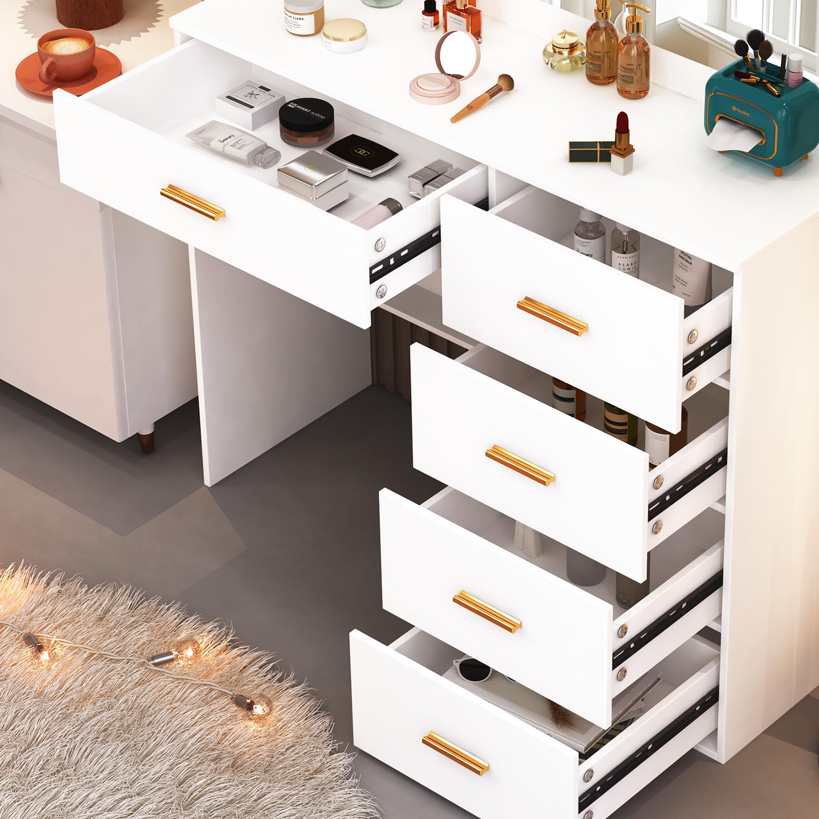 Vanity Desk with Mirror and Light - 31.5