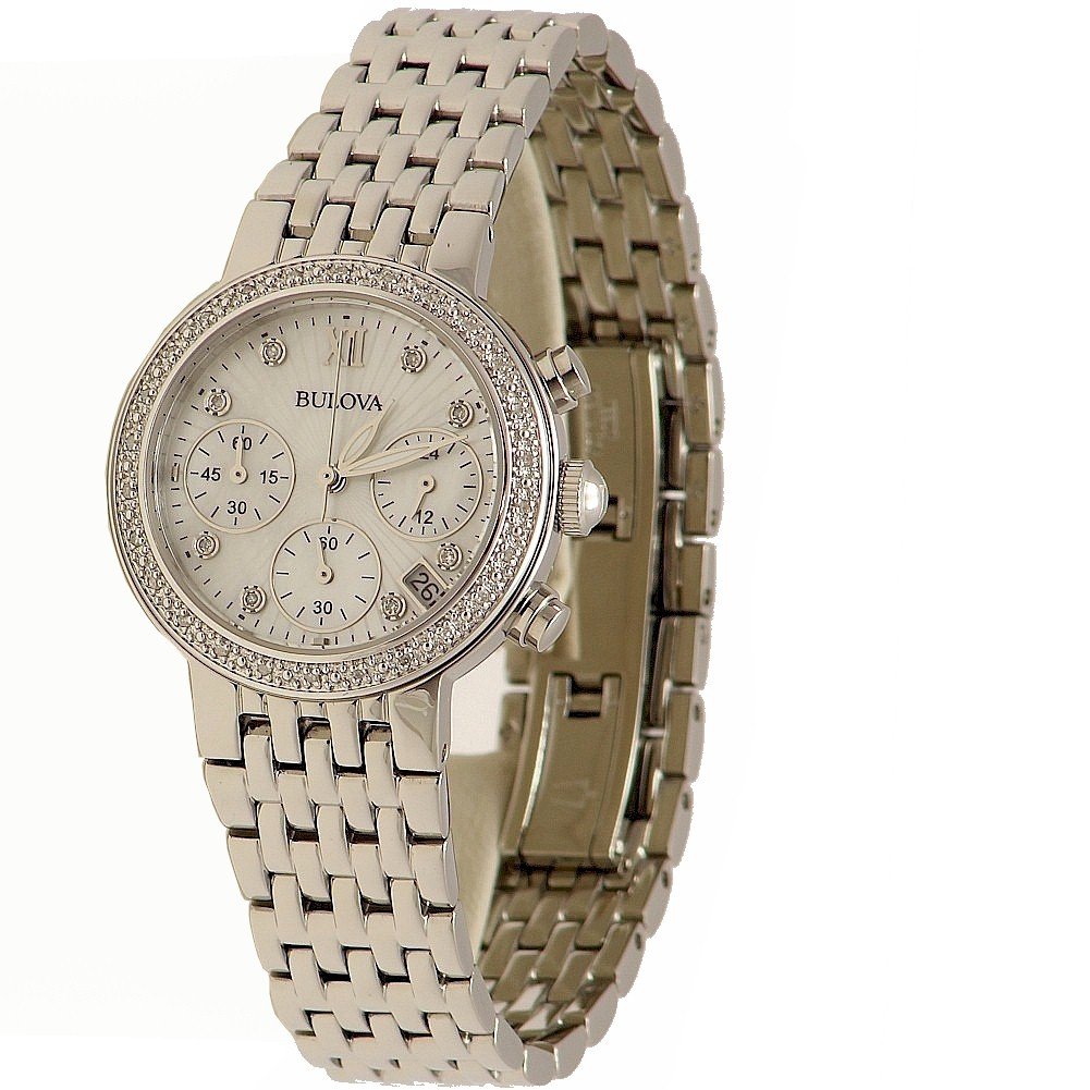Bulova Stainless Steel Diamond Watch for Women - Luxury Analog Dress Watch with Genuine Diamonds, Water Resistant & Date Display - Perfect for Business, Party & Special Occasions