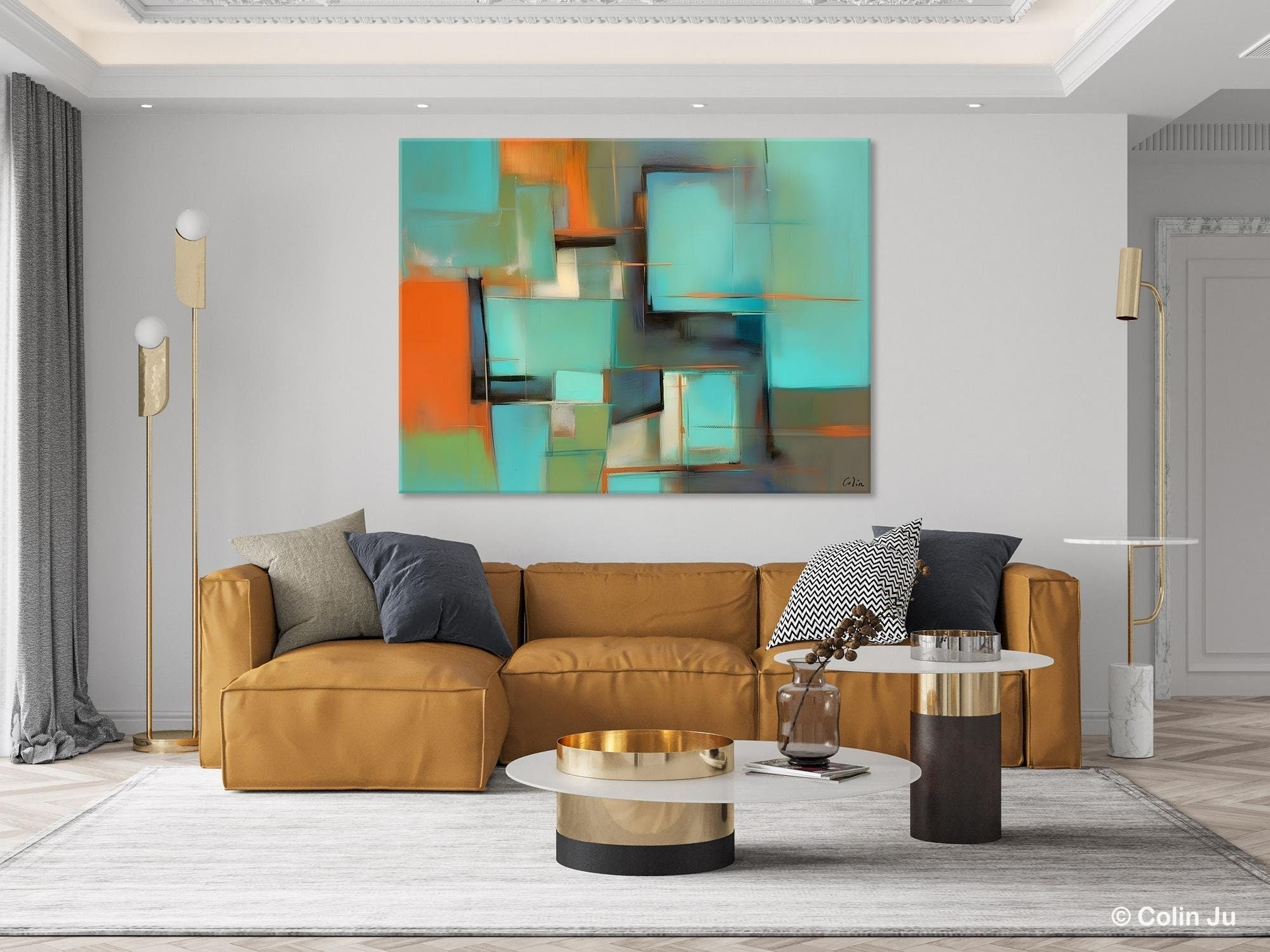 Large Modern Abstract Canvas Wall Art - Hand Painted Original Acrylic Painting for Bedroom Decor | Contemporary Home & Office Wall Decor