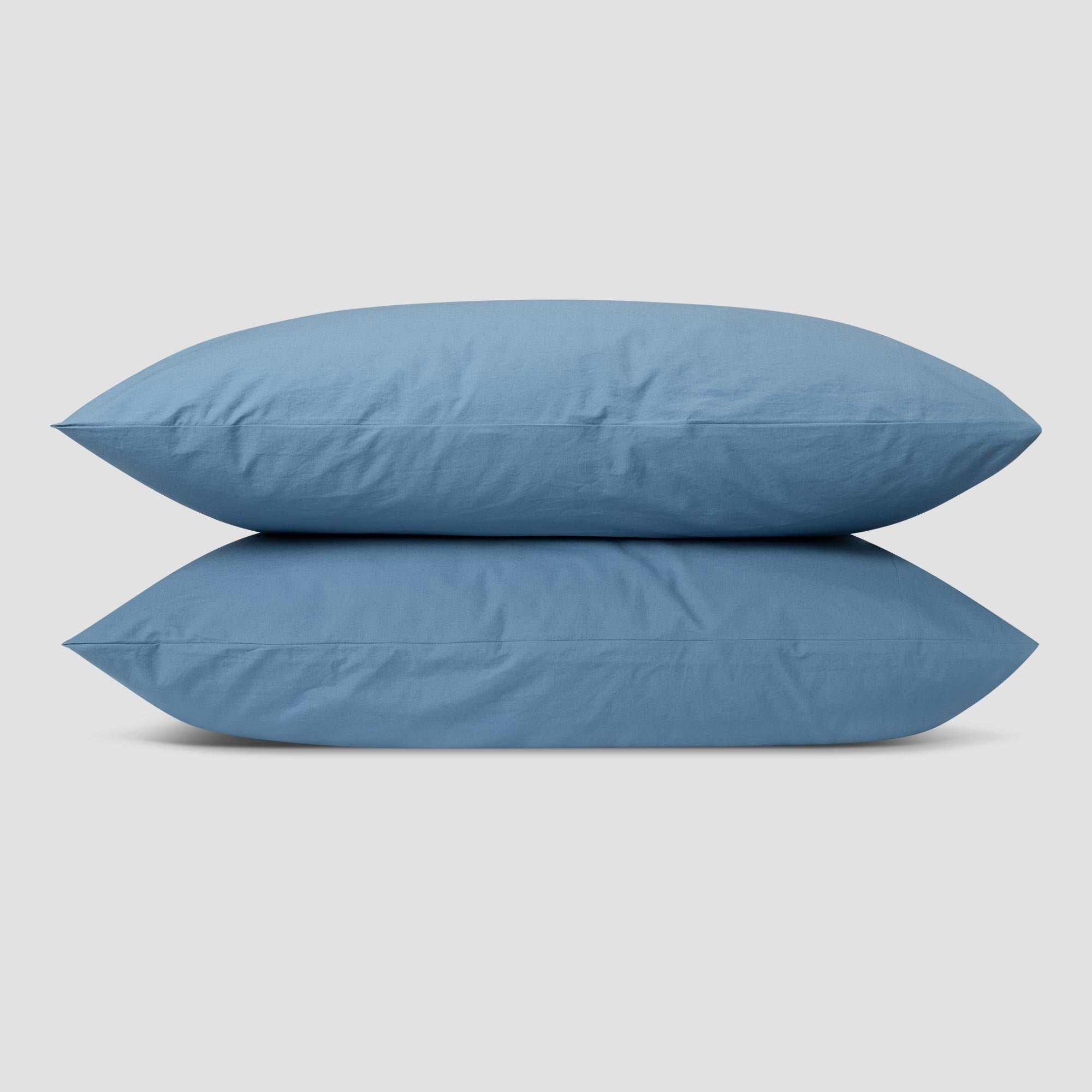 Premium Cove Blue Washed Cotton Percale Pillowcases (Set of 2) - Soft & Breathable Bedding for Hotel-Like Comfort - Perfect for Master Bedroom, Guest Room & Luxury Home Decor