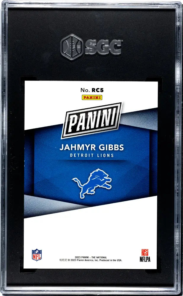 2023 Panini The National Jahmyr Gibbs Rookie Card Purple SGC 9 01/25 #RC5 - Limited Edition Collectible for Football Fans & Sports Memorabilia Enthusiasts