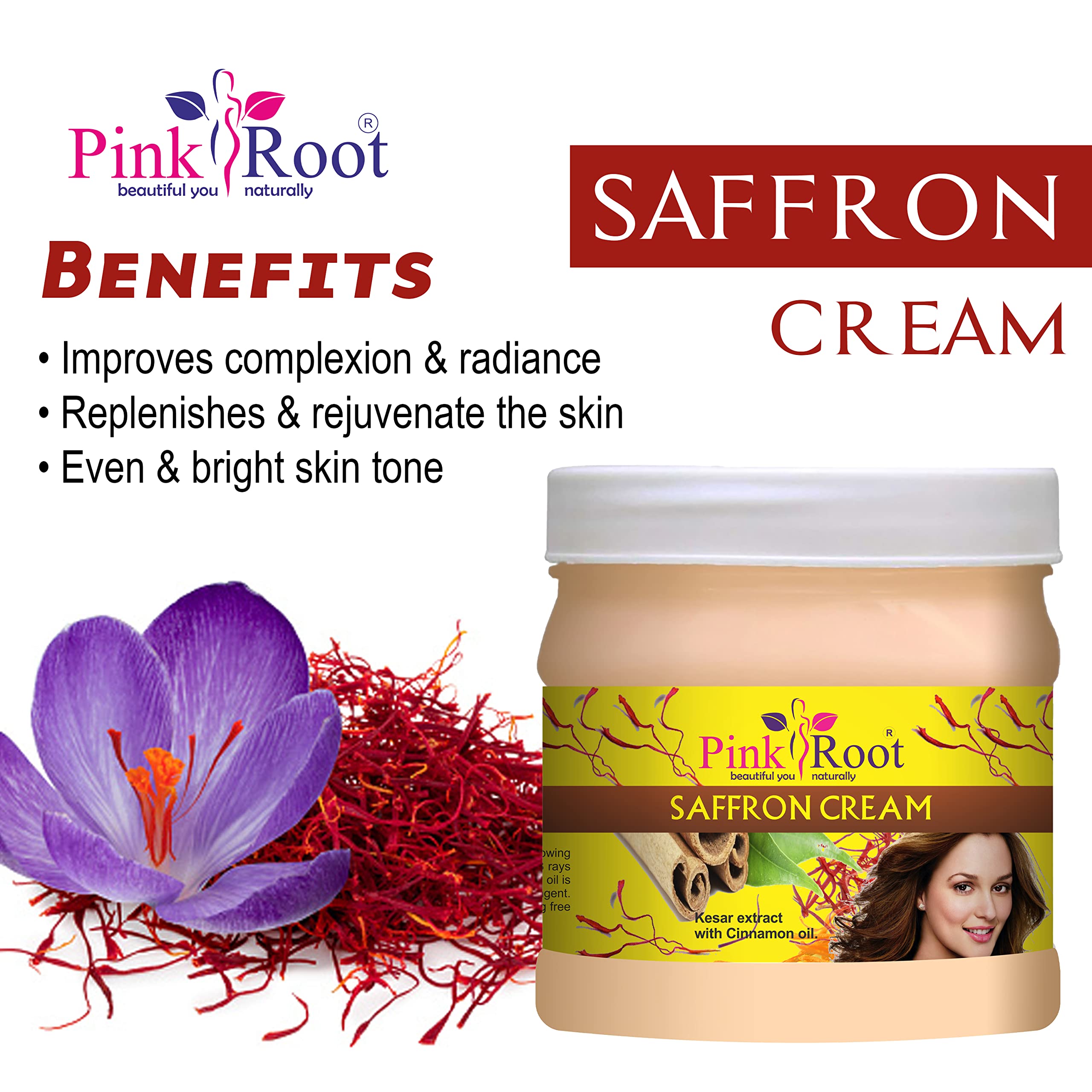 Pink Root Sandal Turmeric Face Mask 500g with Saffron Cream 500g - Brightening & Anti-Aging Skincare Set for Glowing Complexion | Perfect for Spa Day & Self-Care Routine