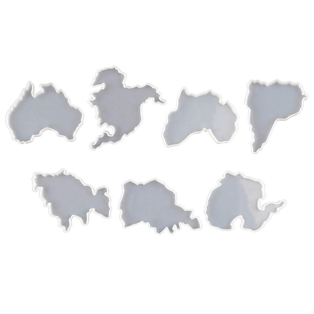 ARTIBETTER 7-Piece World Map Silicone Coaster Molds for Resin Epoxy Crafting - DIY Coaster, Pendant, Bowl & Home Decor Tray - Perfect for DIY Projects, Gifts & Home Decoration