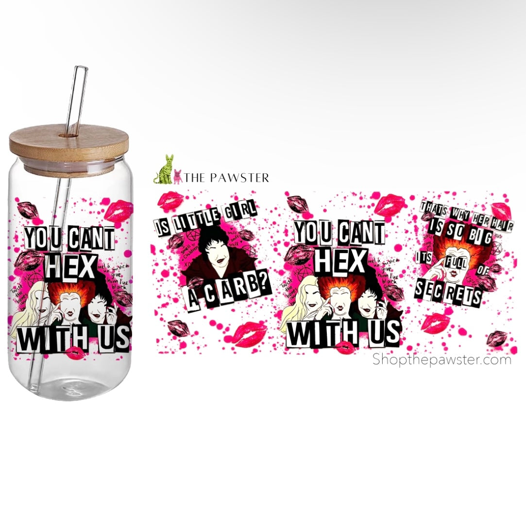 #114 You Can't Hex with Us 16oz Cup Wrap - Witchy & Gothic Coffee Mug Sleeve for Halloween, Wiccan & Pagan Decor - Perfect for Coffee, Tea & Hot Drinks at Home, Office or Coven Gatherings
