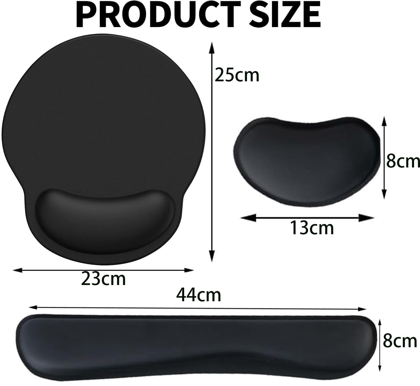 Ergonomic 3-in-1 Mouse Pad with Wrist Rest - Comfortable Gel Keyboard & Mouse Pad for Office Work, Gaming & Travel - Black Computer Accessories for Home & Office Use