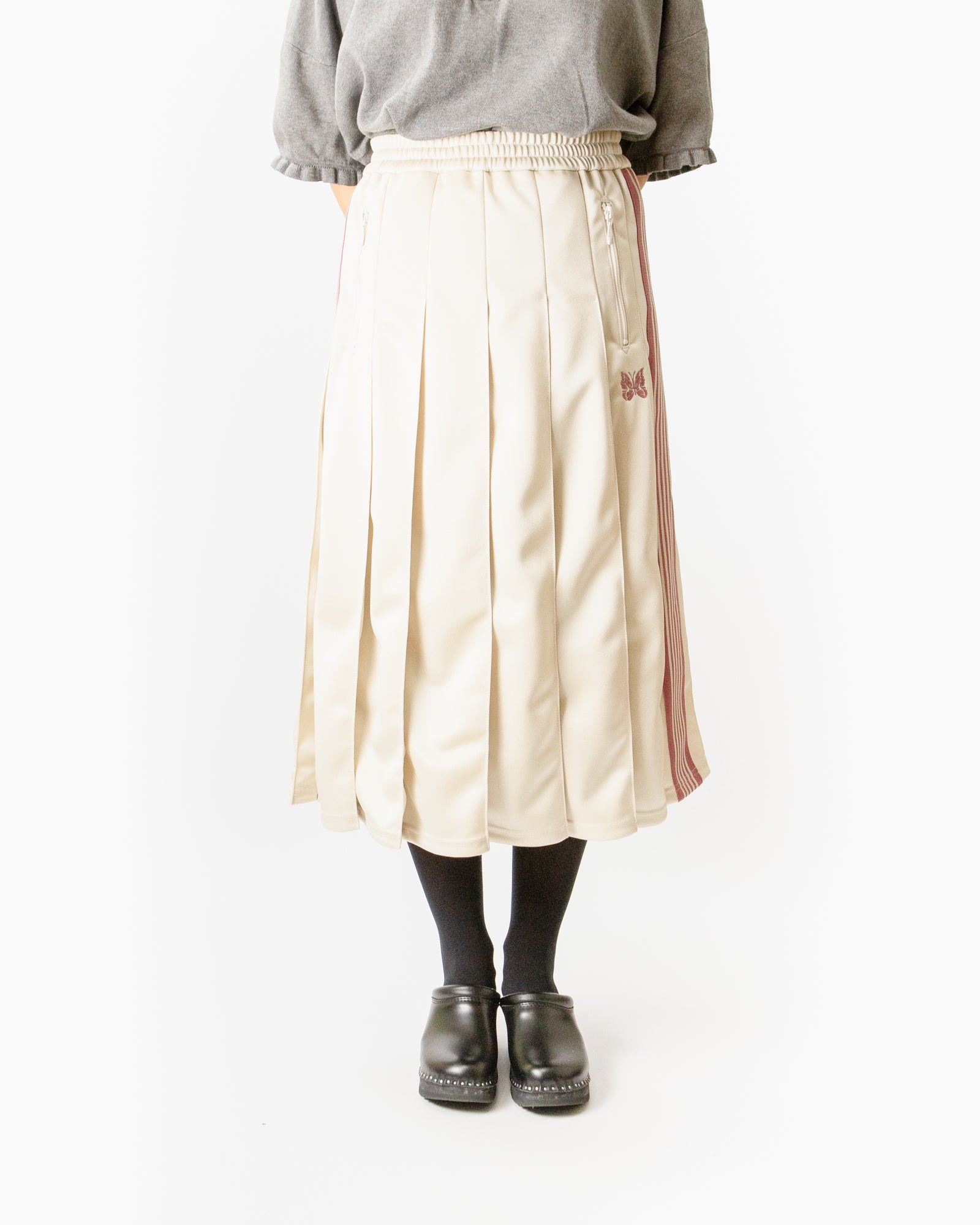 Pleated Tennis Skirt for Women - Ivory Smooth Polyester Skirt with Built-in Shorts | Perfect for Tennis, Golf, Running & Casual Wear