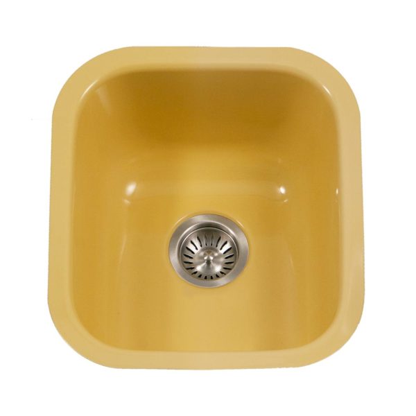 Hamat CER 1618B LE Undermount Bar & Prep Sink - 16x18 Inch Enameled Steel Kitchen Sink in Lemon Yellow | Perfect for Small Kitchens, Bars, and Food Prep Areas