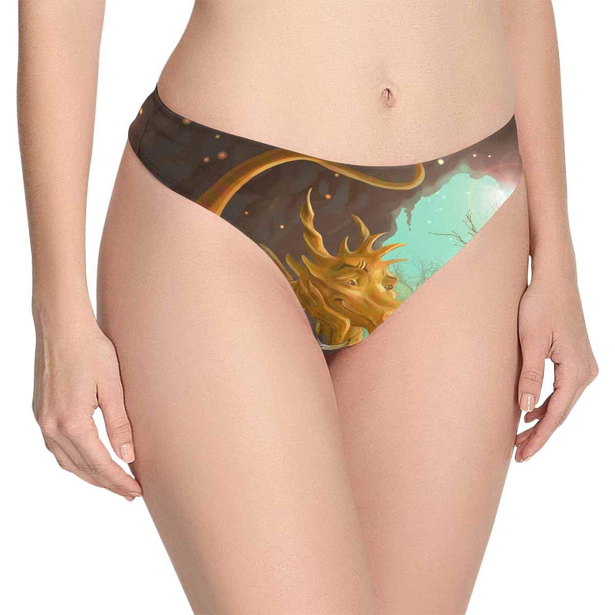 Custom Novelty Coiled Dragon Women's Thongs Panties Underwear (XS-3XL) - Sexy Lingerie for Valentine's Day, Cosplay & Fantasy Roleplay