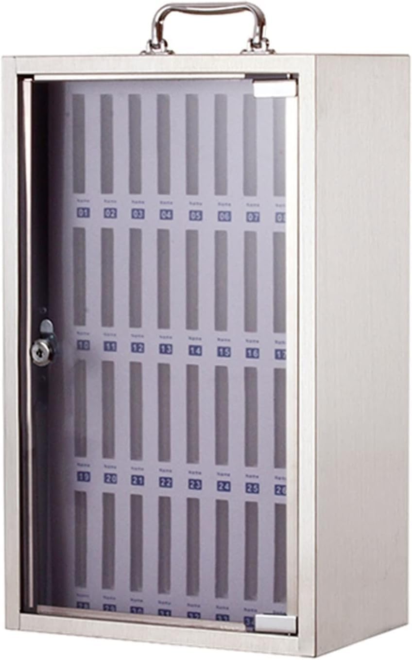 36-Slot Lockable Metal Phone Storage Cabinet - Stainless Steel Wall-Mounted Mobile Phone Safe for Retail, Office & School Security